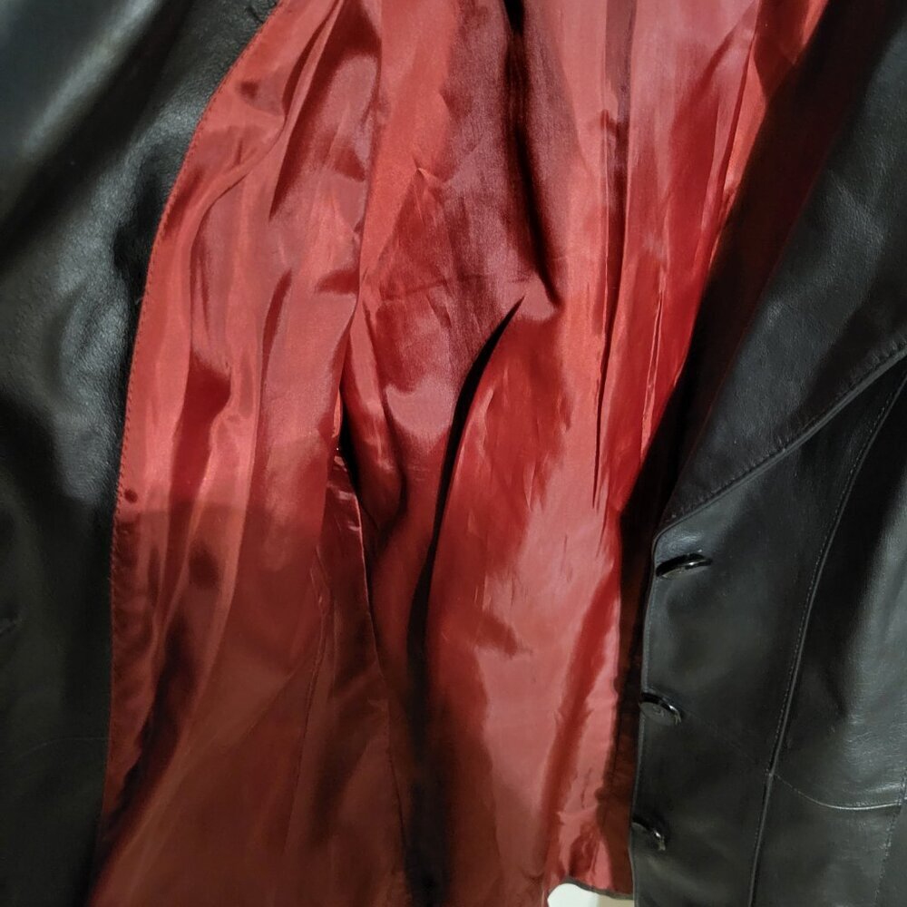 CLASSIC VINTAGE WOMANS WORTHINGTON BLACK LEATHER JACKET SZ L - Picture 4 of 8